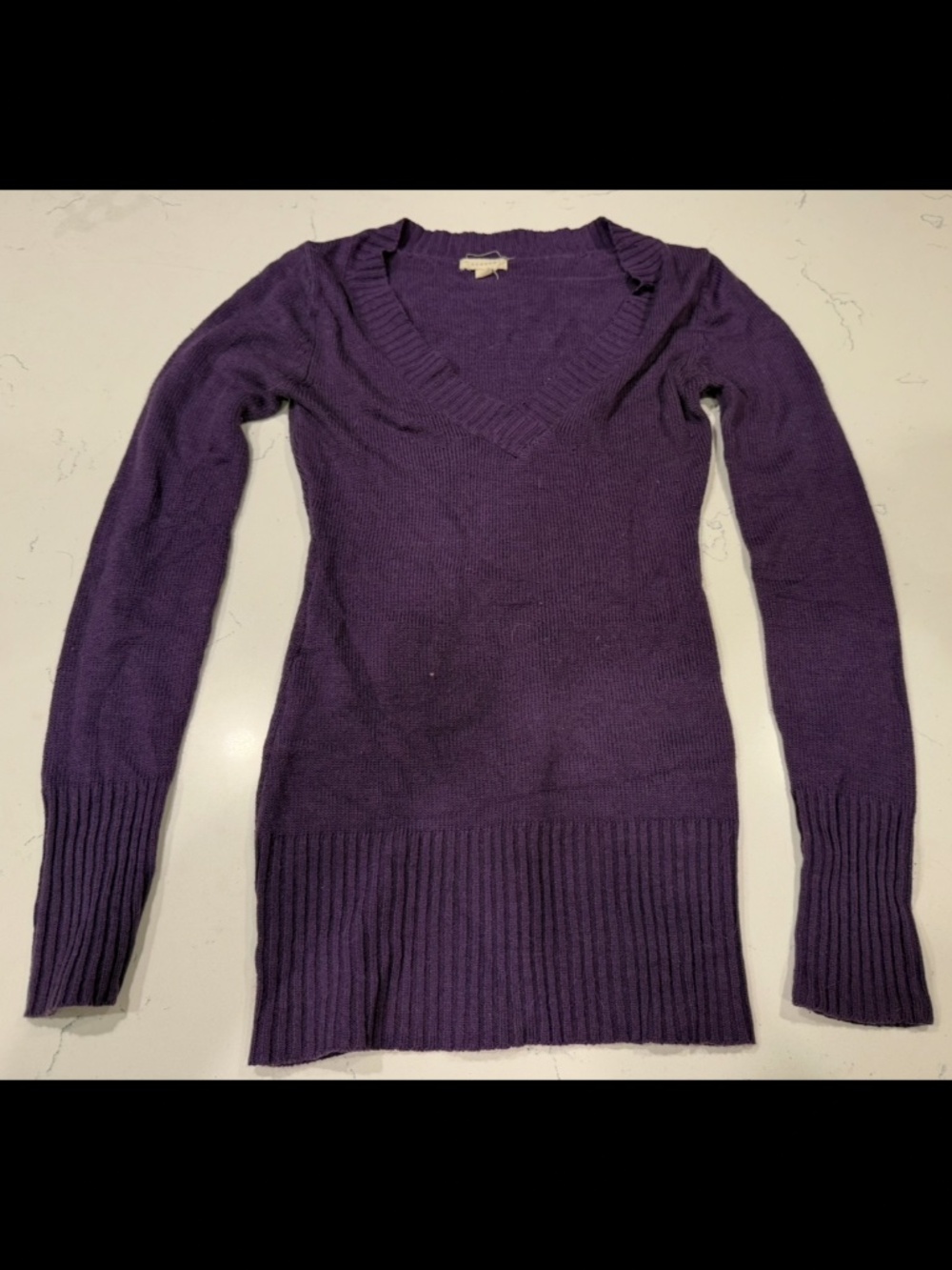 Purple Deep V Neck Ruffle Shoulder Sweater Dress Women’s Long Sleeve Fitted